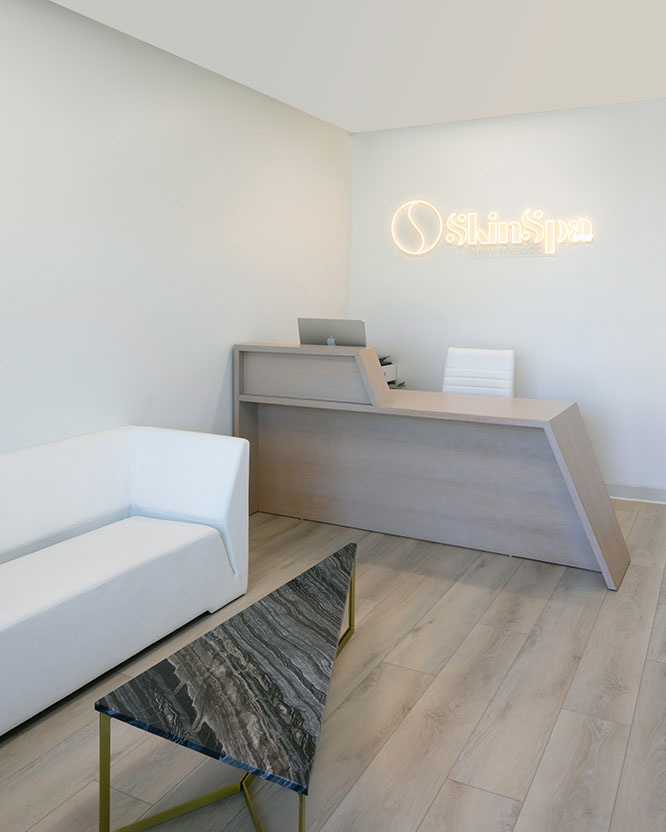 SkinSpa front desk and seating area